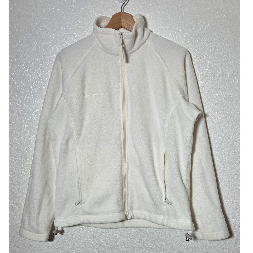 Columbia Fleece Jacket Women's Medium Ivory Full Zip Cozy Outdoors Gorpcore